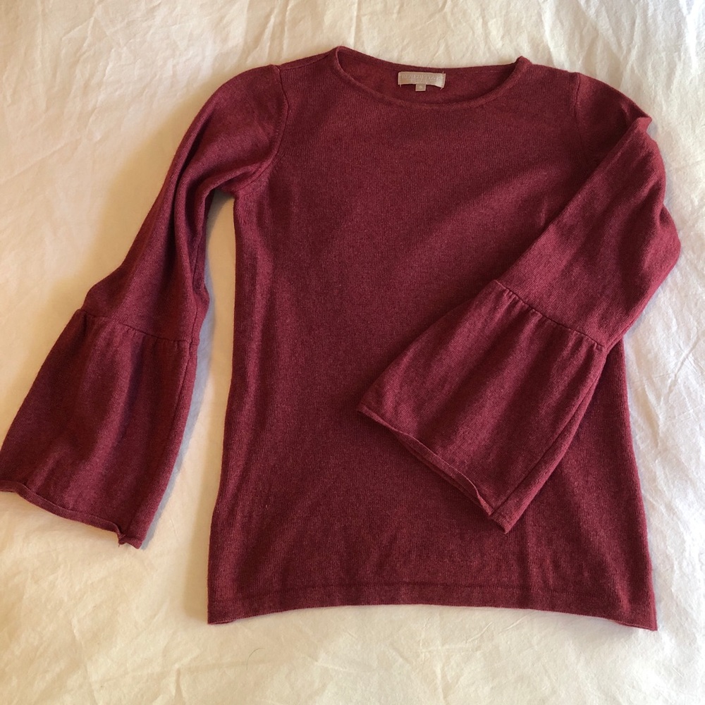 Wool Burgundy Bell-Sleeved Sweater